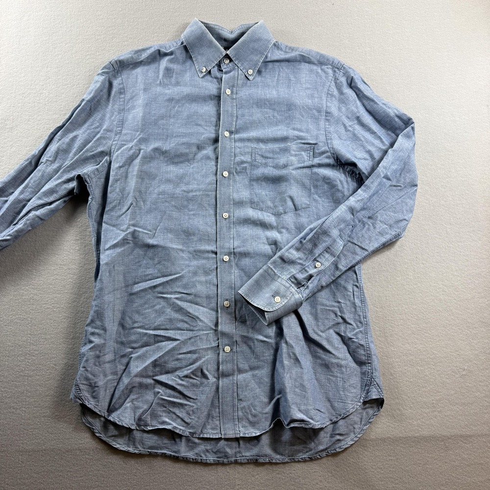 Kent & Curwen Shirt Mens Medium Blue Chambray Long Sleeve Button Down Casual